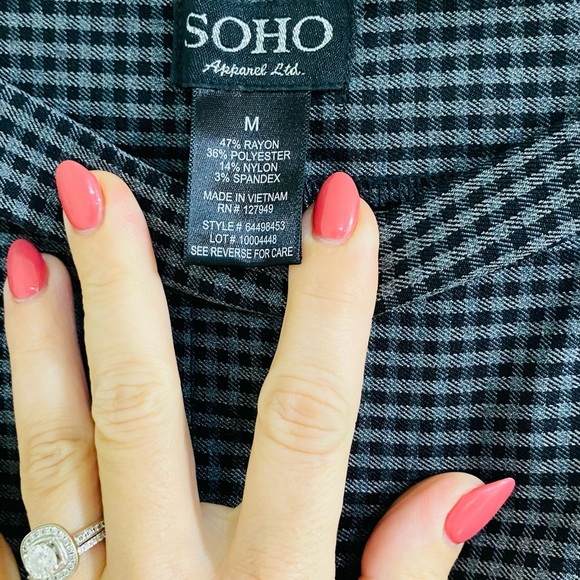 Soho Apparel Women's Black and White Checkered Straight Leg Pants - Picture 3 of 6